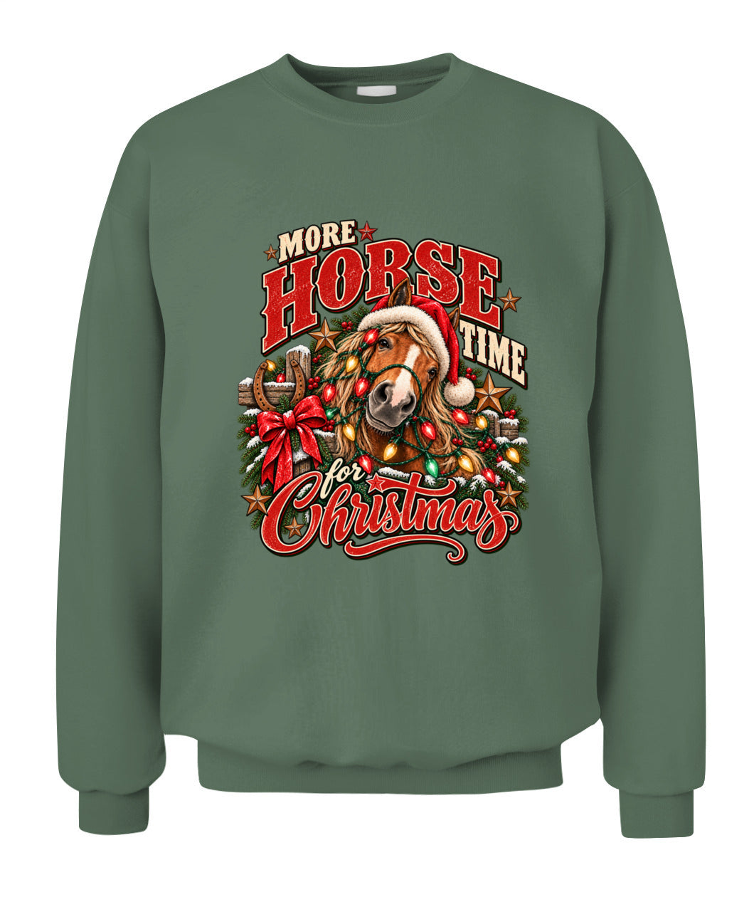 More Horse Time for Christmas Crewneck Sweatshirt & Hoodie – Western Christmas Horse Shirt