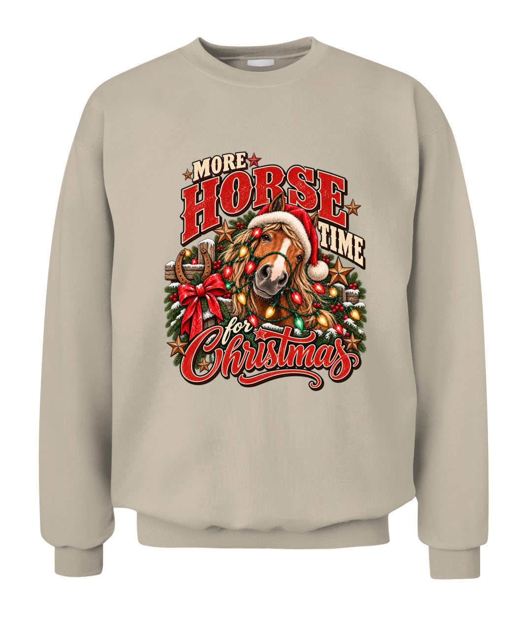 More Horse Time for Christmas Crewneck Sweatshirt & Hoodie – Western Christmas Horse Shirt