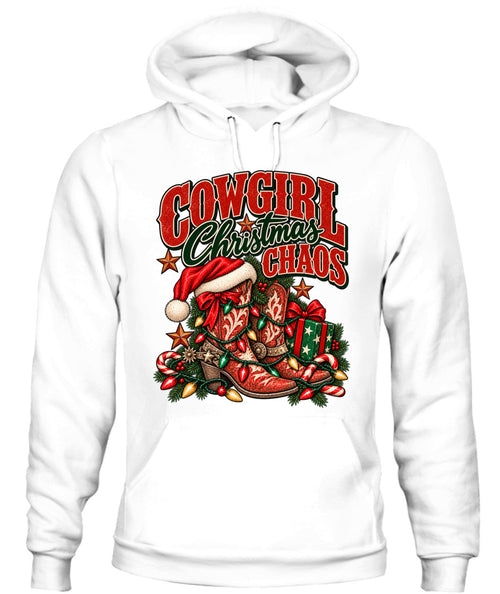 Cowgirl Christmas Chaos Sweatshirt & Hoodie – Western Christmas Cowgirl Gift