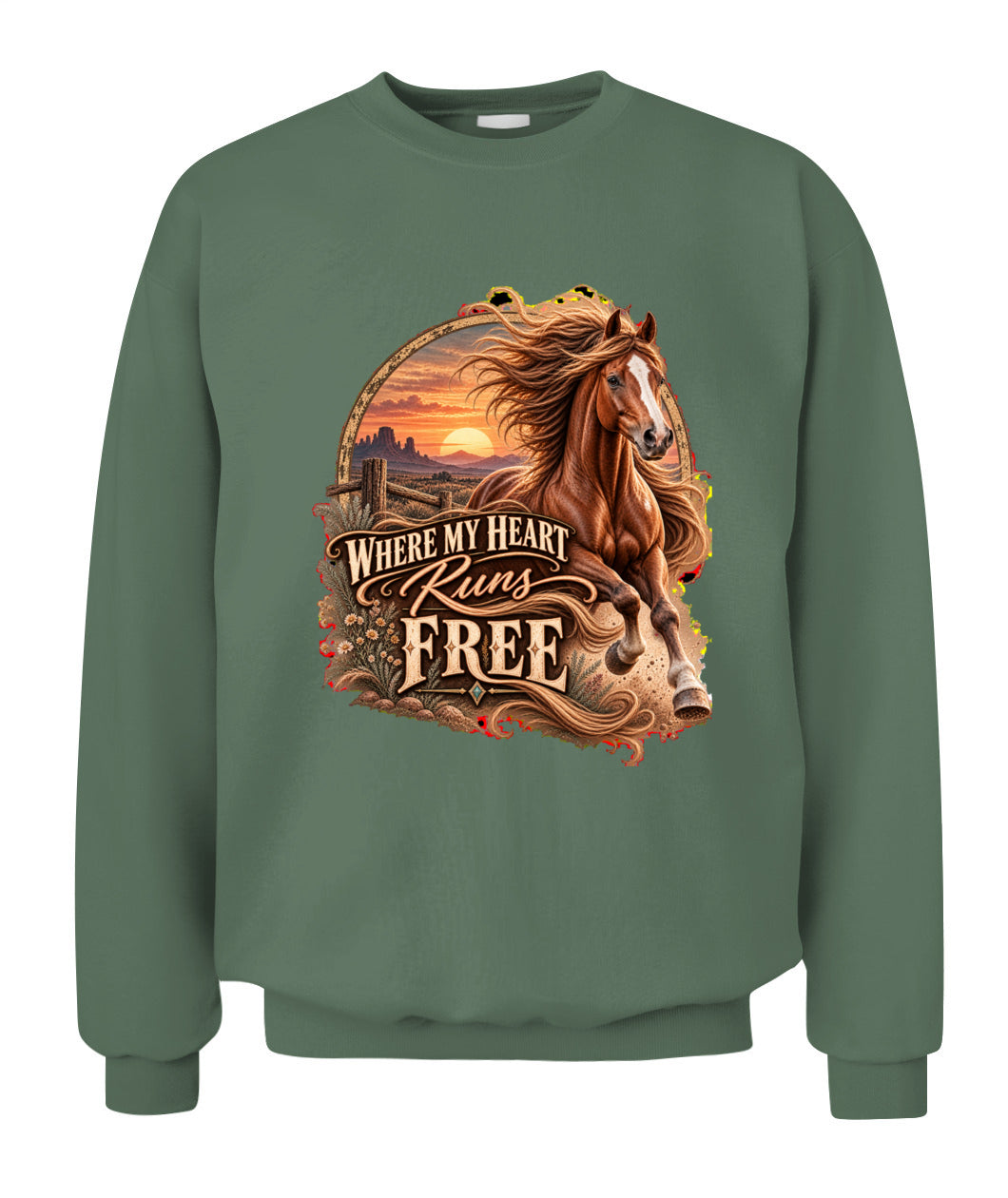 Where My Heart Runs Free Sweatshirt & Hoodie – Western Horse Lover Pullover