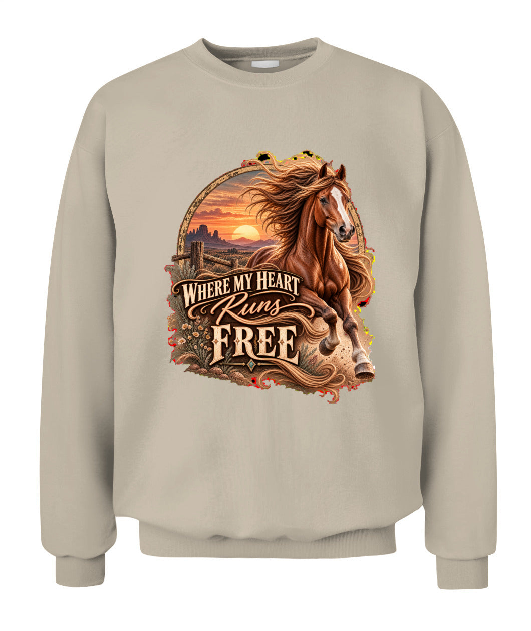 Where My Heart Runs Free Sweatshirt & Hoodie – Western Horse Lover Pullover