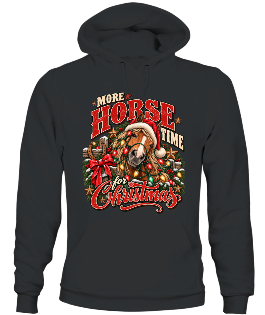 More Horse Time for Christmas Crewneck Sweatshirt & Hoodie – Western Christmas Horse Shirt