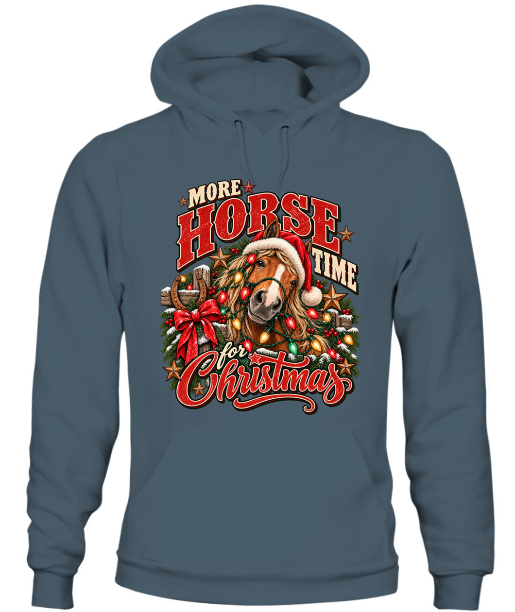 More Horse Time for Christmas Crewneck Sweatshirt & Hoodie – Western Christmas Horse Shirt