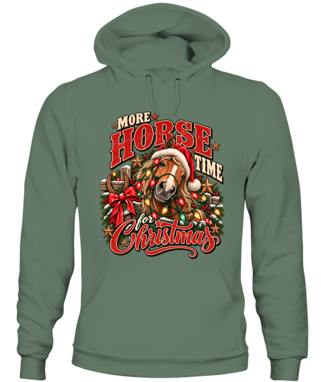 More Horse Time for Christmas Crewneck Sweatshirt & Hoodie – Western Christmas Horse Shirt