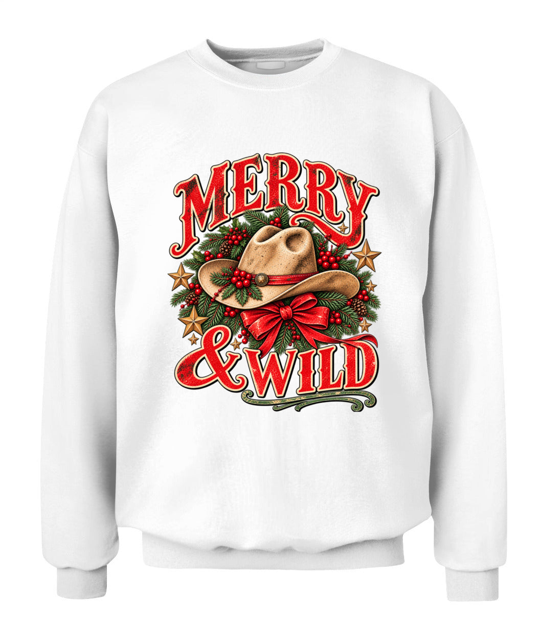 Merry & Wild Christmas Sweatshirt & Hoodie, Western Cowgirl Christmas Gift