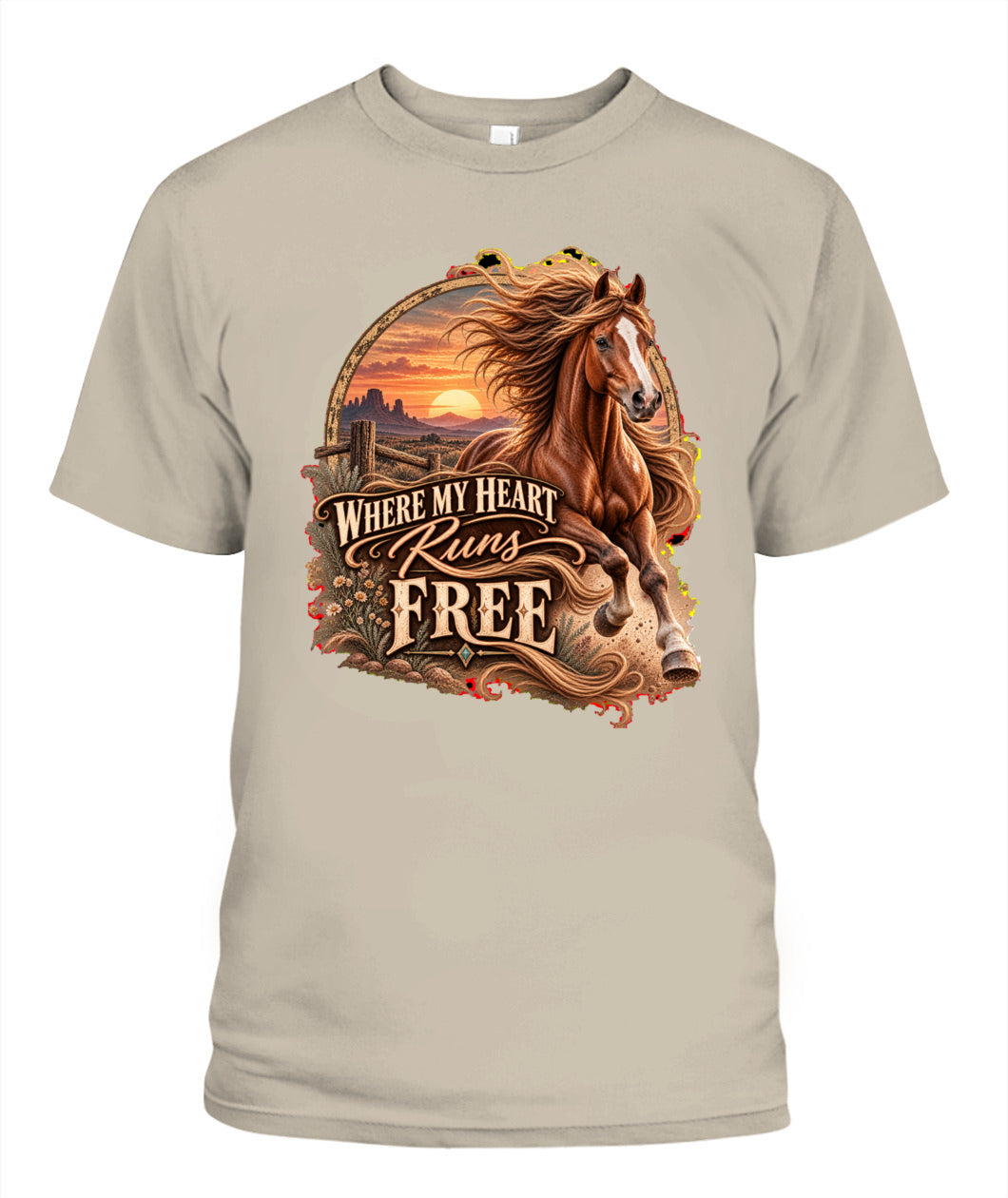 Where My Heart Runs Free Shirt – Western Horse Lover Graphic Tee