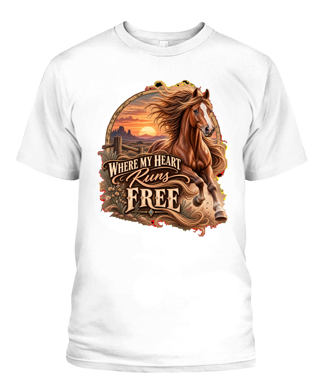 Where My Heart Runs Free Shirt – Western Horse Lover Graphic Tee