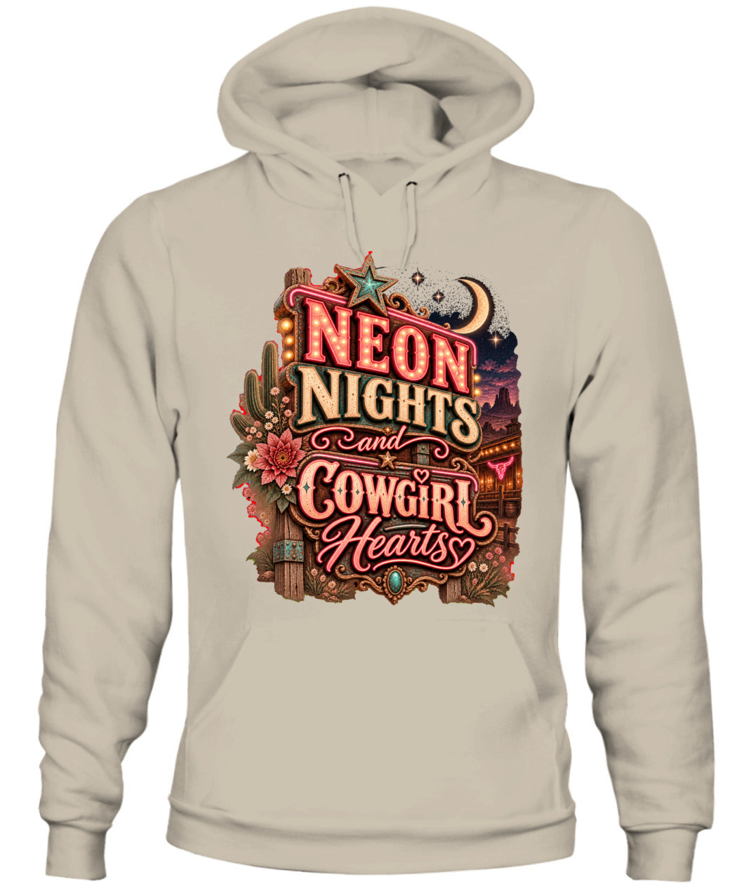 Neon Nights & Cowgirl Hearts Sweatshirt & Hoodie – Western Cowgirl Pullover