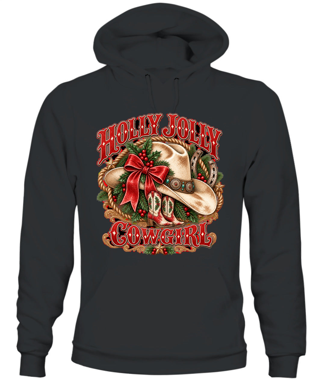 Holly Jolly Cowgirl Christmas Sweatshirt & Hoodie – Western Holiday Pullover