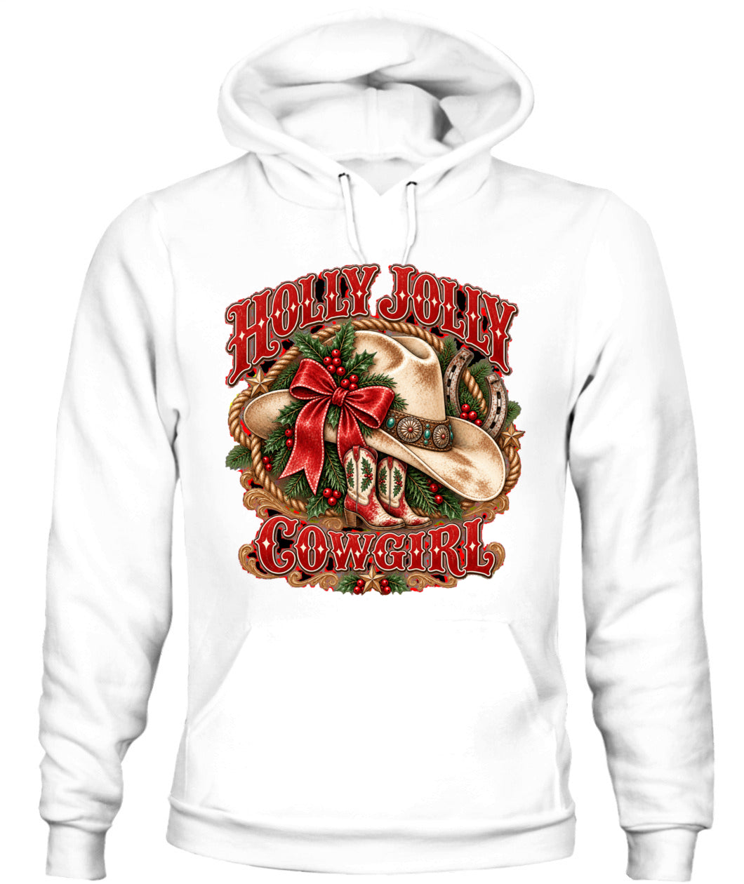Holly Jolly Cowgirl Christmas Sweatshirt & Hoodie – Western Holiday Pullover