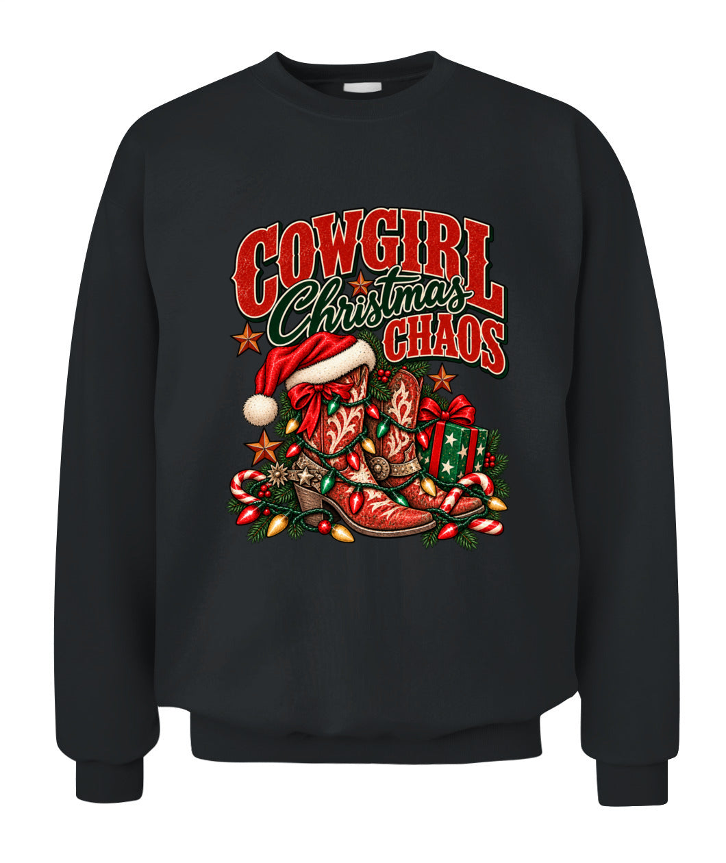 Cowgirl Christmas Chaos Sweatshirt & Hoodie – Western Christmas Cowgirl Gift