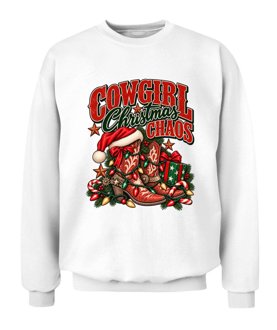 Cowgirl Christmas Chaos Sweatshirt & Hoodie – Western Christmas Cowgirl Gift