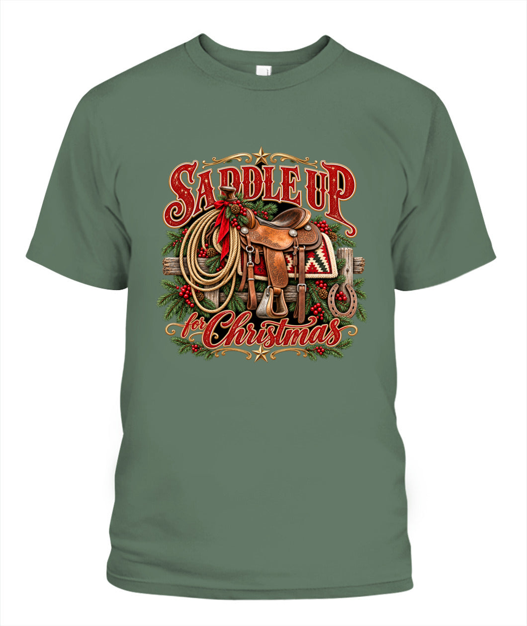 Saddle Up for Christmas Shirt – Western Cowboy Christmas Graphic Tee
