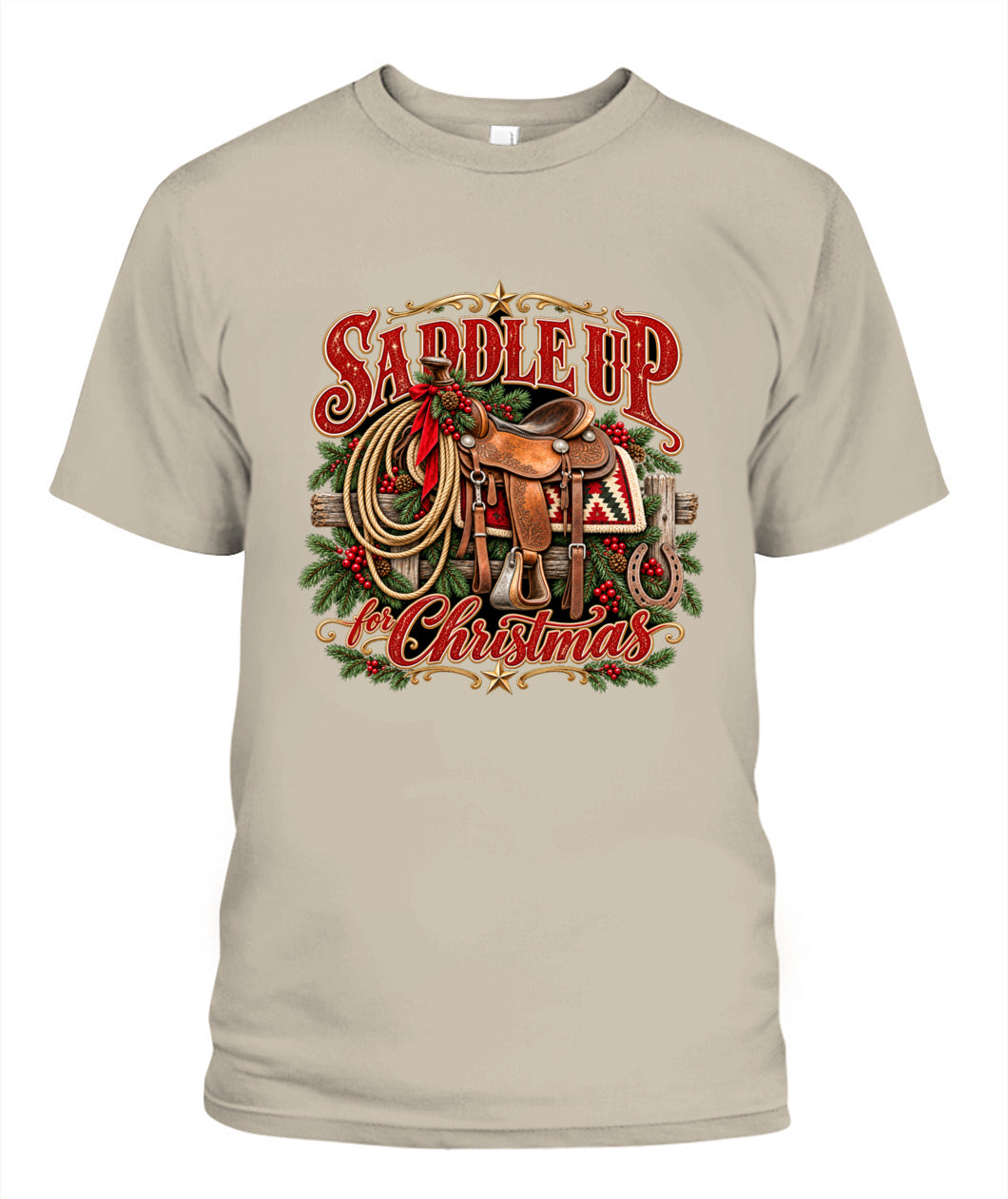 Saddle Up for Christmas Shirt – Western Cowboy Christmas Graphic Tee