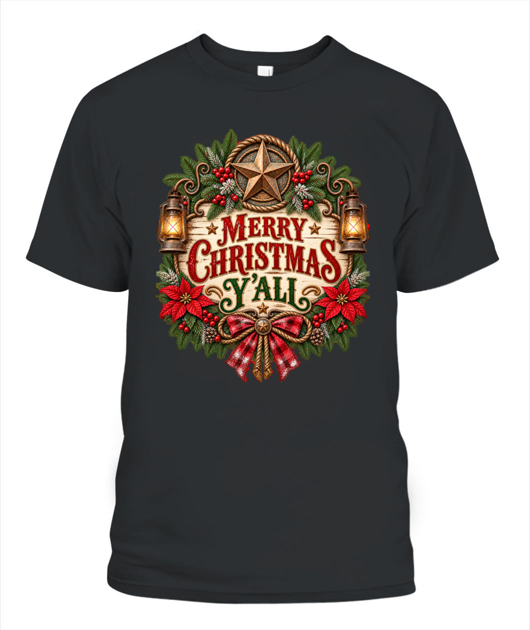 Merry Christmas Y’all Shirt – Western Christmas Graphic Tee