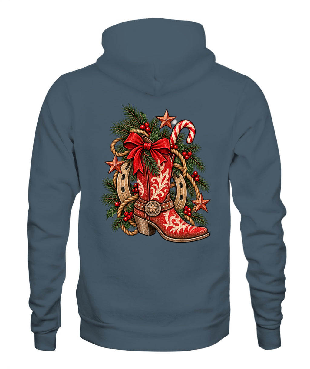 Cowgirl Christmas Boot Sweatshirt & Hoodie – Western Christmas Shirt