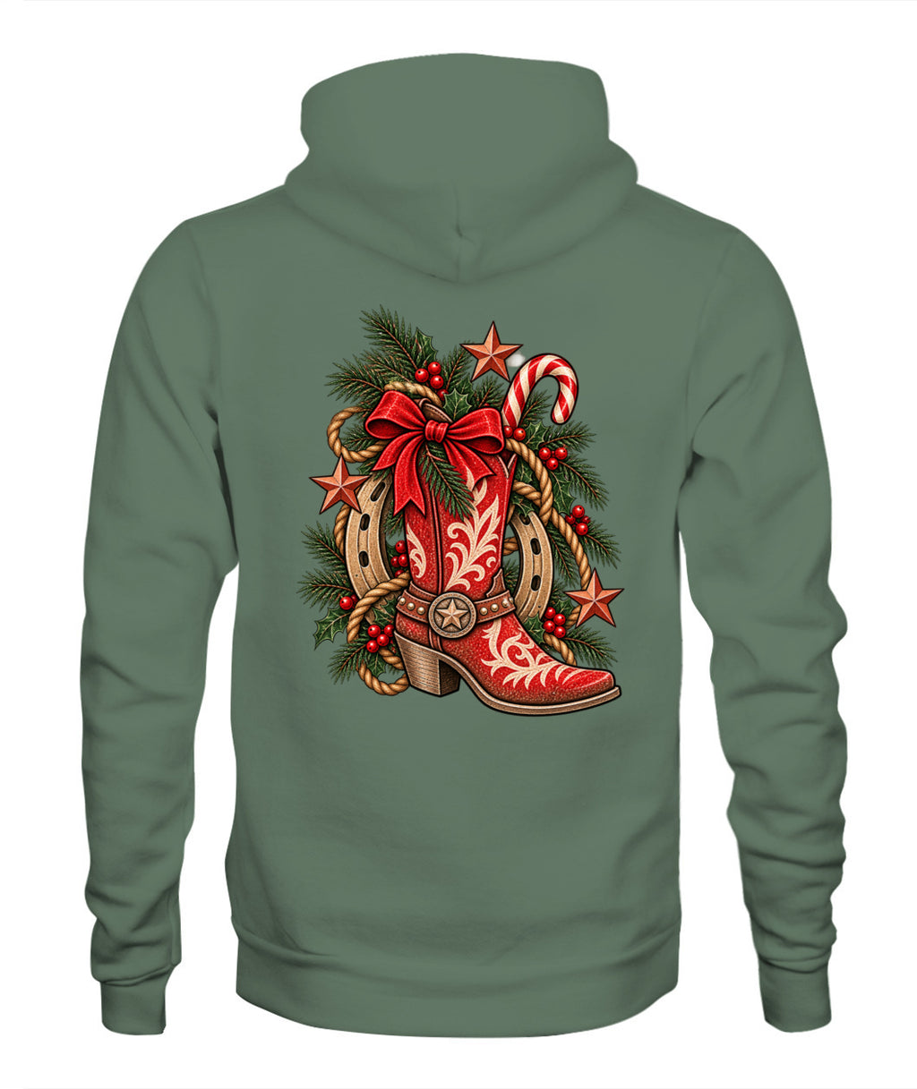 Cowgirl Christmas Boot Sweatshirt & Hoodie – Western Christmas Shirt