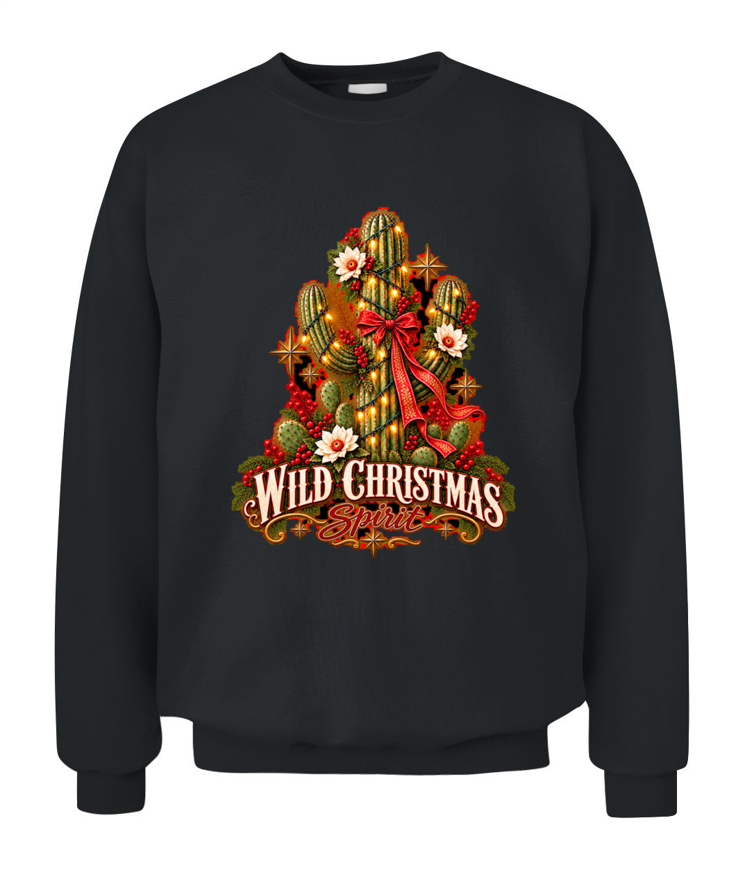 Wild Christmas Spirit Sweatshirt & Hoodie – Western Cactus Christmas Pullover