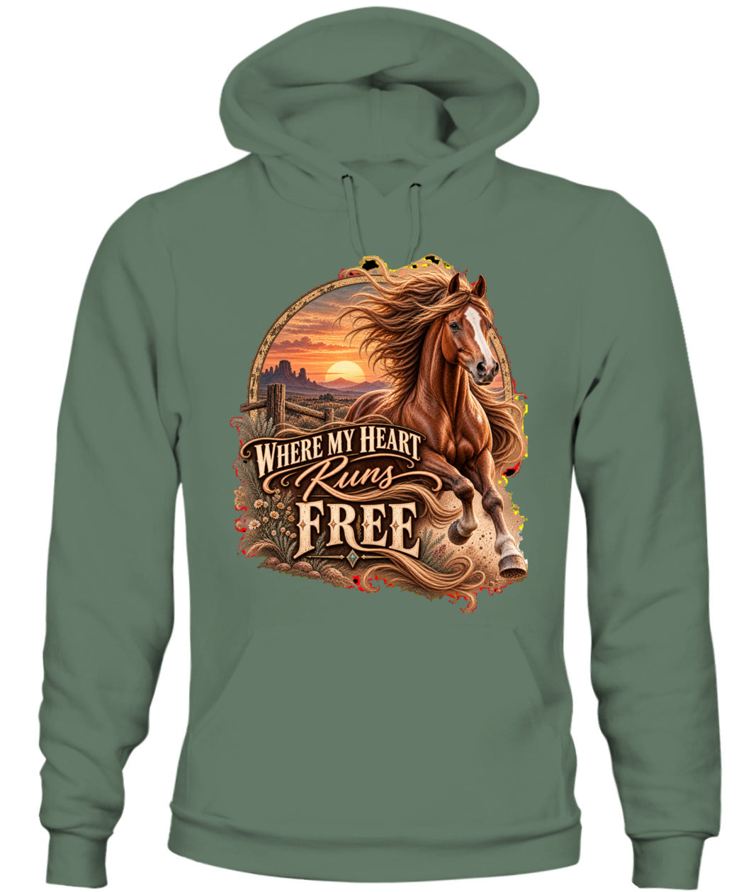 Where My Heart Runs Free Sweatshirt & Hoodie – Western Horse Lover Pullover