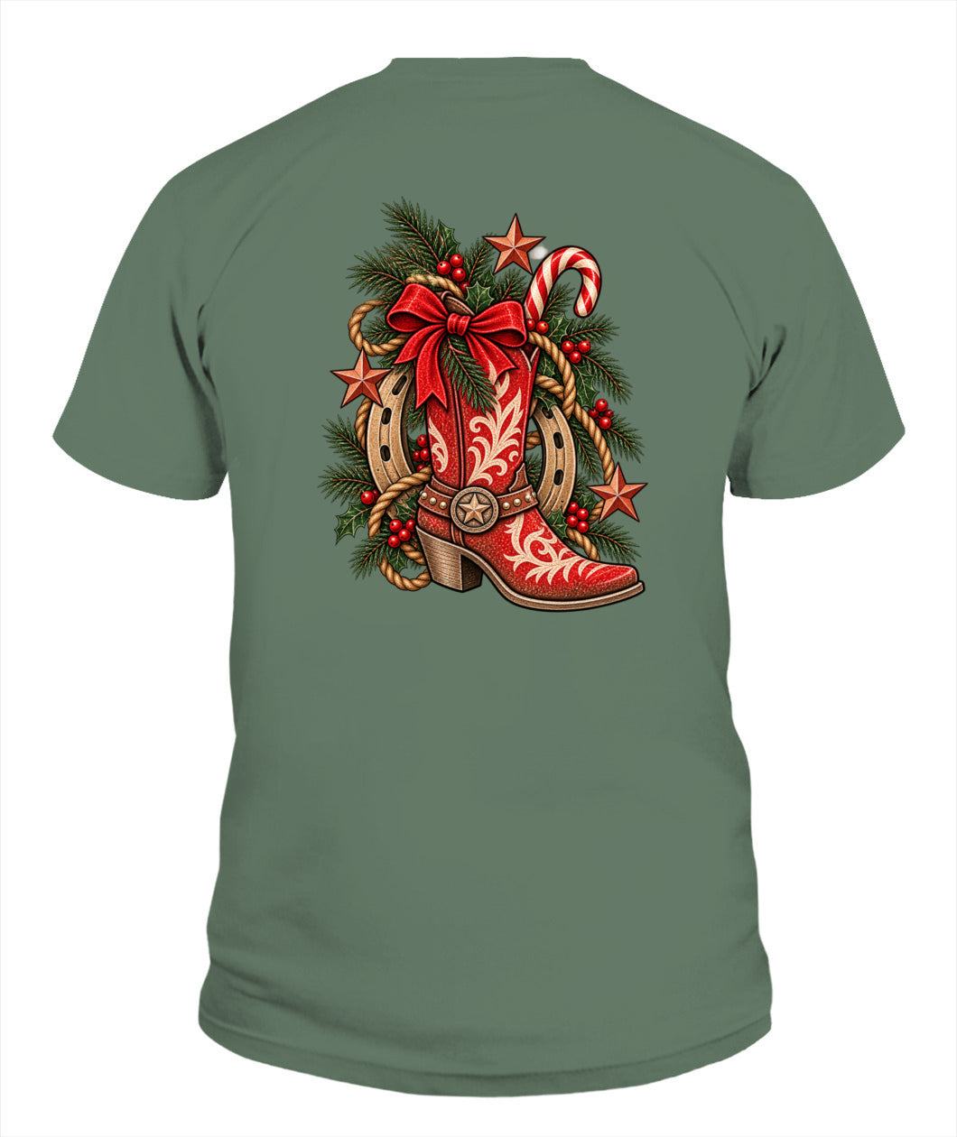 Christmas Cowgirl Boot T-Shirt – Western Christmas Cowboy Shirt