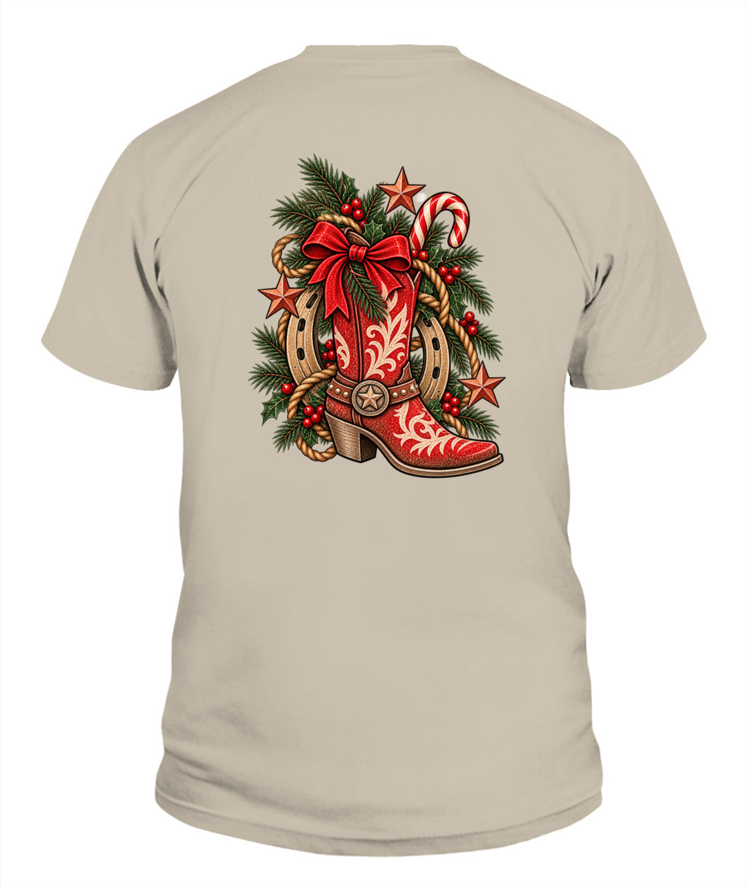 Christmas Cowgirl Boot T-Shirt – Western Christmas Cowboy Shirt