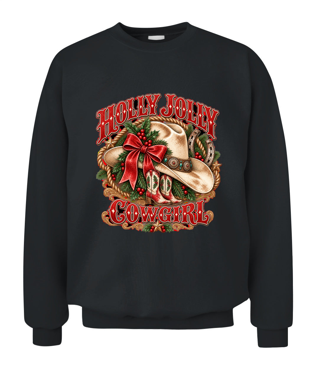 Holly Jolly Cowgirl Christmas Sweatshirt & Hoodie – Western Holiday Pullover