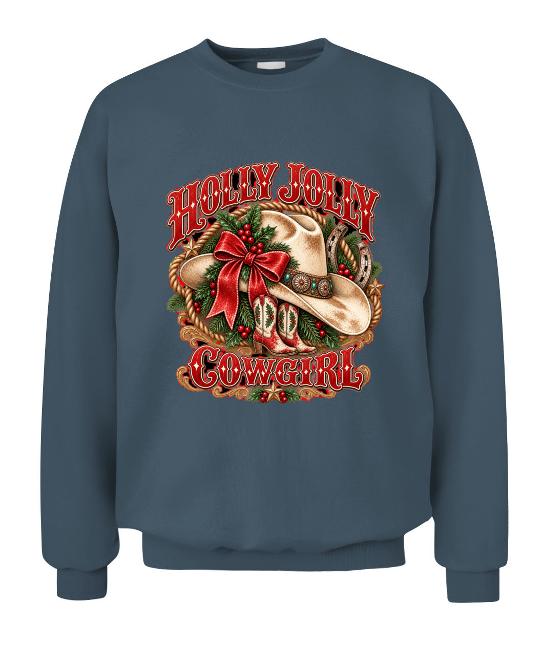 Holly Jolly Cowgirl Christmas Sweatshirt & Hoodie – Western Holiday Pullover