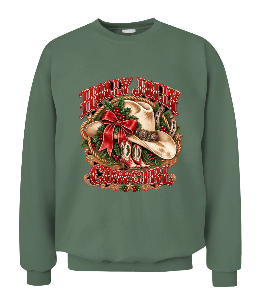 Holly Jolly Cowgirl Christmas Sweatshirt & Hoodie – Western Holiday Pullover