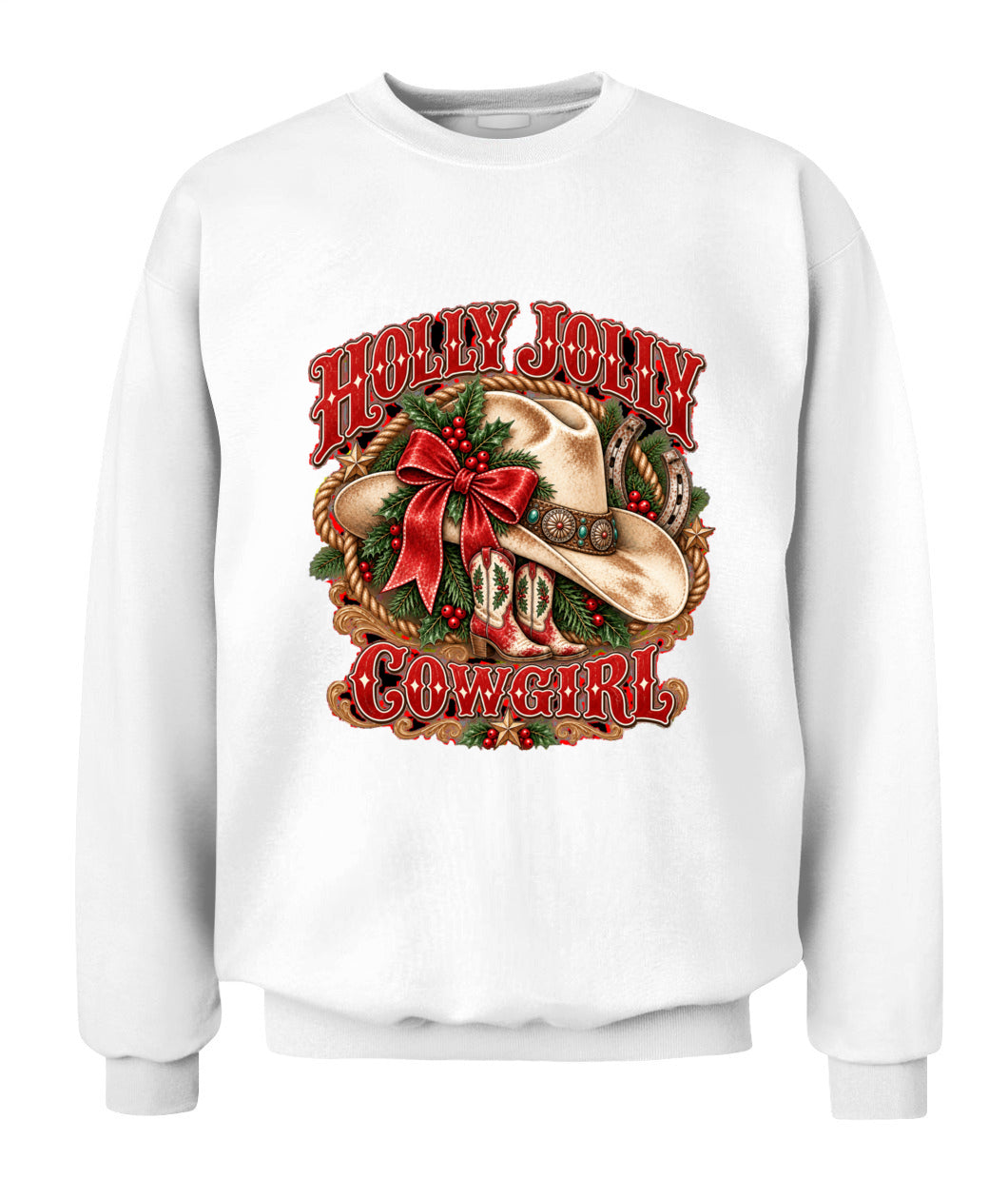 Holly Jolly Cowgirl Christmas Sweatshirt & Hoodie – Western Holiday Pullover