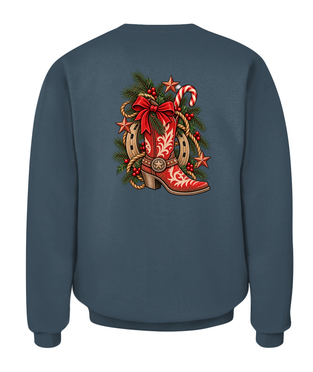 Cowgirl Christmas Boot Sweatshirt & Hoodie – Western Christmas Shirt