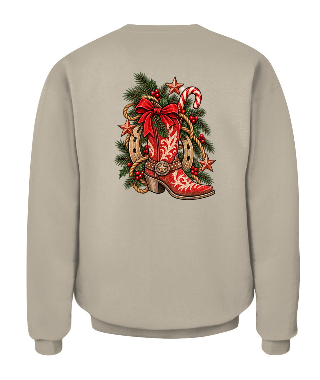 Cowgirl Christmas Boot Sweatshirt & Hoodie – Western Christmas Shirt