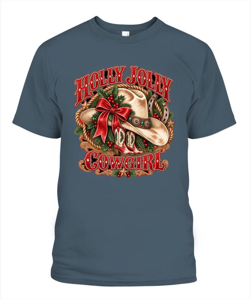 Holly Jolly Cowgirl Christmas Shirt – Western Christmas Graphic Tee