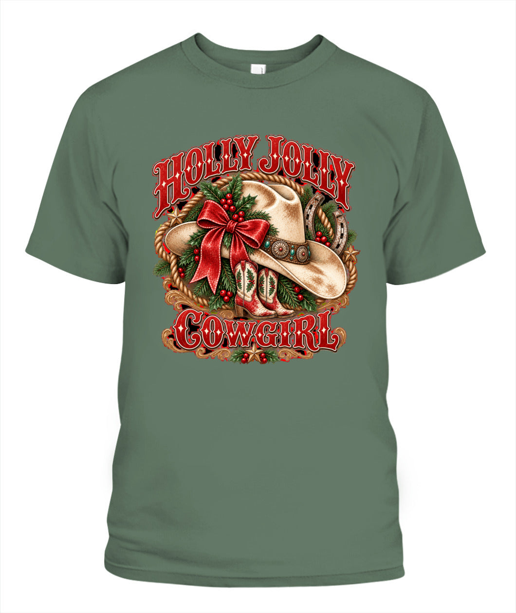 Holly Jolly Cowgirl Christmas Shirt – Western Christmas Graphic Tee