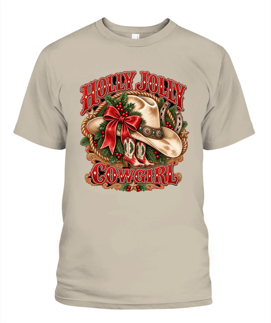 Holly Jolly Cowgirl Christmas Shirt – Western Christmas Graphic Tee