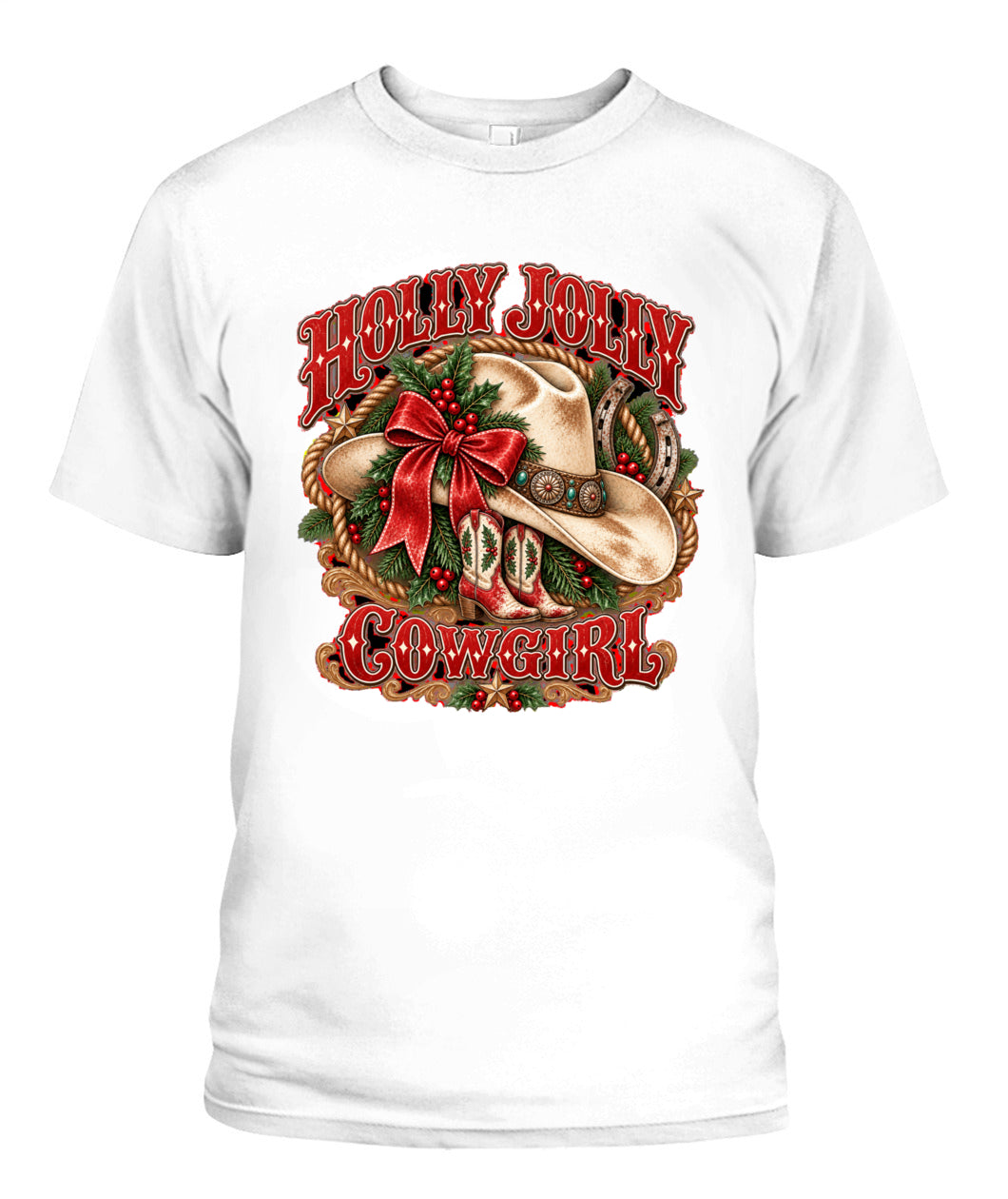 Holly Jolly Cowgirl Christmas Shirt – Western Christmas Graphic Tee