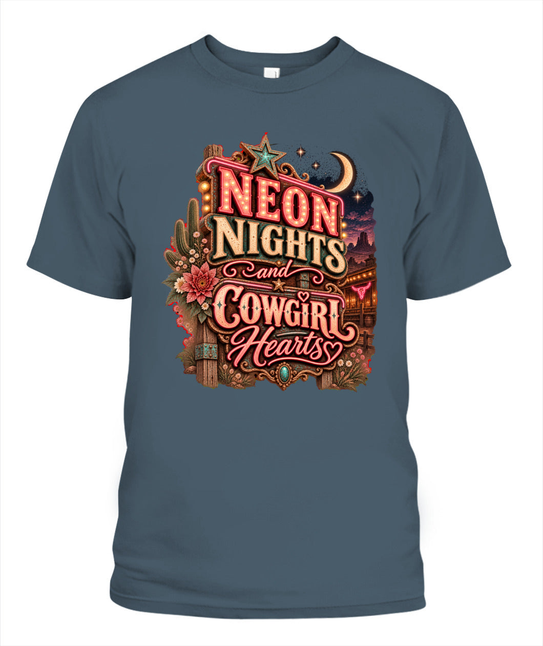 Neon Nights & Cowgirl Hearts Shirt – Western Cowgirl Graphic Tee