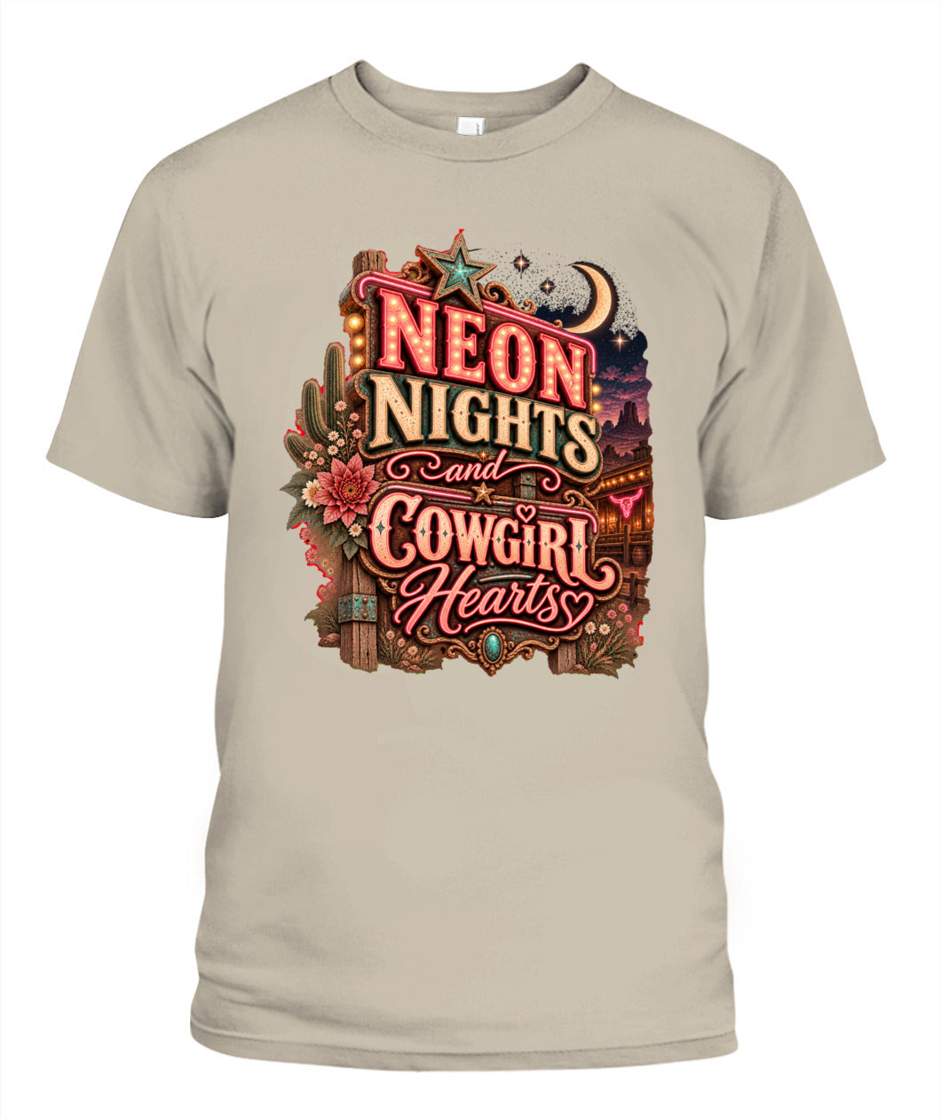 Neon Nights & Cowgirl Hearts Shirt – Western Cowgirl Graphic Tee